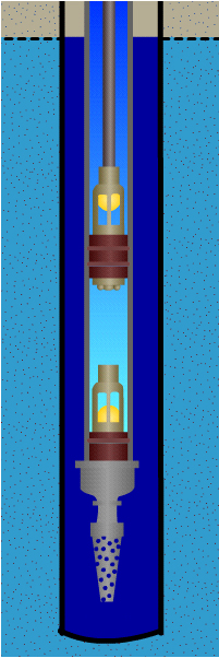 Aermotor cylinder pump midway on the downstroke